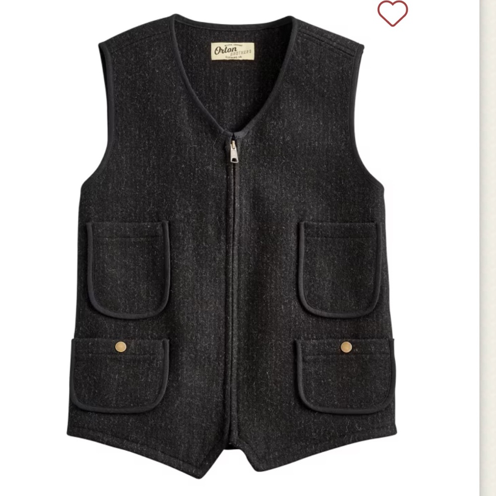 MENS Orton Brothers Clothing Co. Wool Utility Vest - Medium - Charcoal Stripe - Picture 11 of 12
